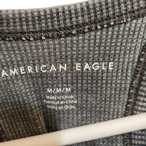 American Eagle Gray Knit Rib Racerback High Neck Casual Crop Tank Top Medium - Picture 3 of 7